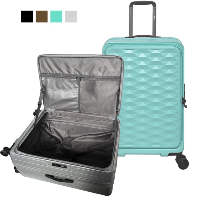 【LAMADA】24吋前開式炫麗格紋系列行李箱/旅行箱(三色可選)#春節出遊