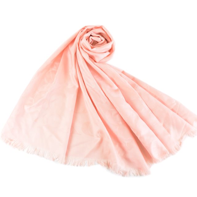 【COACH】 大C LOGO蠶絲羊毛薄圍巾-粉色