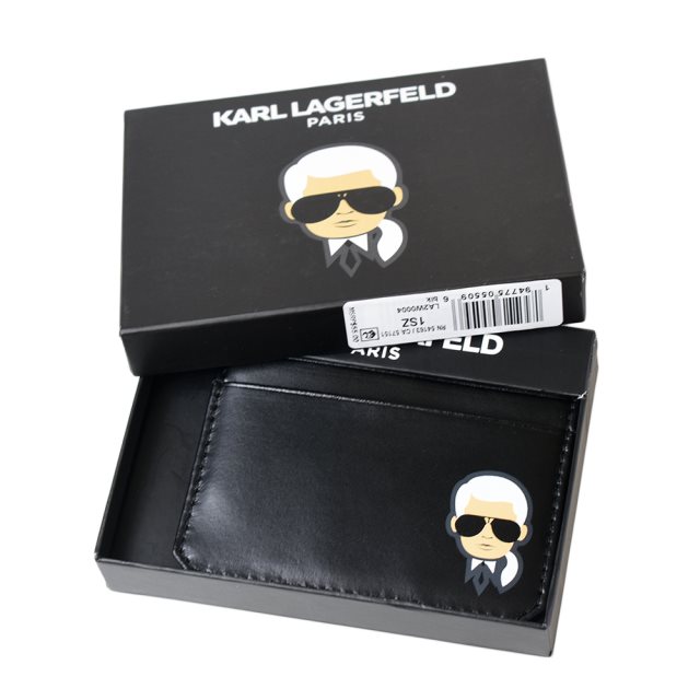 【KARL LAGERFELD】 卡爾簡約皮革名片夾禮盒-黑色