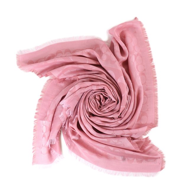 【COACH】 大C莫代爾棉薄方巾-粉色