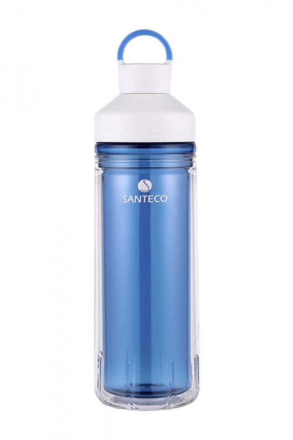 【北都員購】【Santeco】Ocean Tritan 雙層冷水瓶 590ml-海灣藍(冷水壺 環保杯 提環設計) [北都]