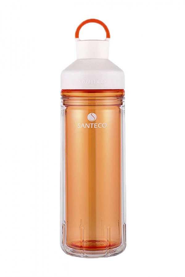 【北都員購】【Santeco】Ocean Tritan 雙層冷水瓶 590ml-琥珀橙(冷水壺 環保杯提環設計) [北都]