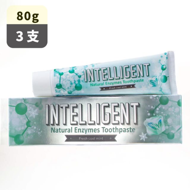 【INTELLIGENT 因特力淨】成人酵素牙膏(冰晶薄荷)80g(3支組)
