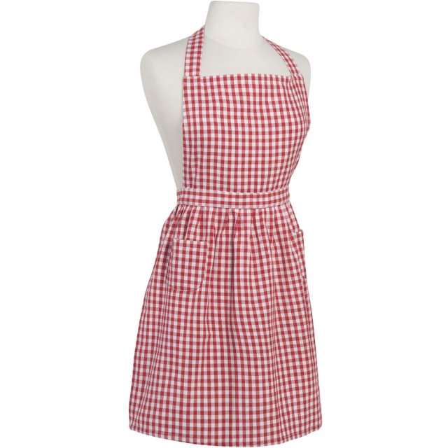 【NOW】經典雙袋圍裙(格紋紅)  |  廚房圍裙 料理圍裙 烘焙圍裙