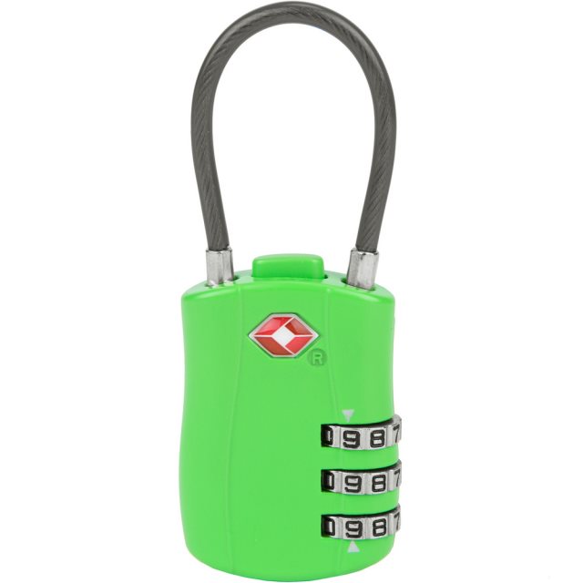 【TRAVELON】TSA三碼軟繩式防盜密碼鎖(綠)  |  防盜鎖 安全鎖 行李箱鎖