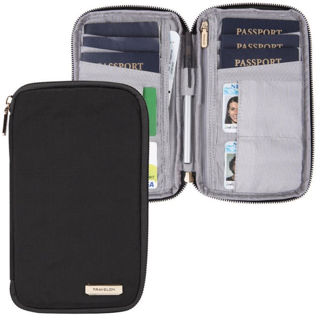 【TRAVELON】多功能旅遊護照包(黑)  |  RFID防盜 護照保護套 護照包 多功能收納包