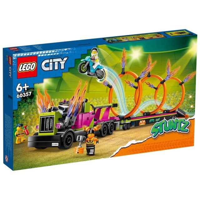 兒童節促銷活動【LEGO 樂高】 城市系列 60357 特技卡車和火圈挑戰組(出清商品 輕微盒損 隨機出貨)