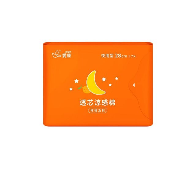 【愛康】愛康 衛生棉 涼感衛生棉夜用型-檸橙派對(28cm)單包