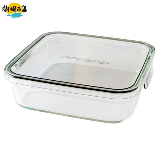 【日本iwaki】耐熱玻璃微波密封保鮮盒 方蓋/灰色 1.2L