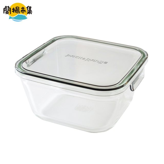 【日本iwaki】耐熱玻璃微波密封保鮮盒 方蓋/灰色 1L