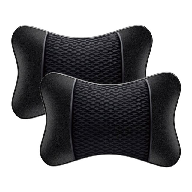 【Tacle】汽車用 網紗冰絲 頭枕 車用護頸枕 單個 -全黑色款