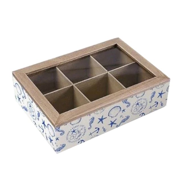 【VERSA】6格木質茶包收納盒(海洋)  |  咖啡包收納盒 防塵收納盒 茶具