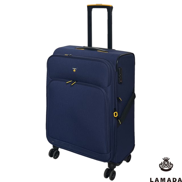 【Lamada 藍盾】24吋 限量款輕量都會系列布面旅行箱/行李箱(藍)送1個後背包#年中慶