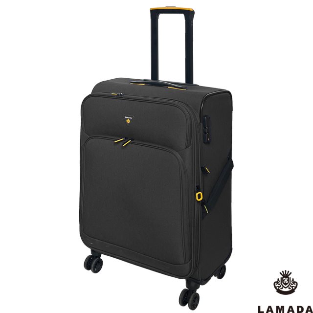 【Lamada 藍盾】24吋 限量款輕量都會系列布面旅行箱/行李箱(黑灰)送1個後背包#年中慶