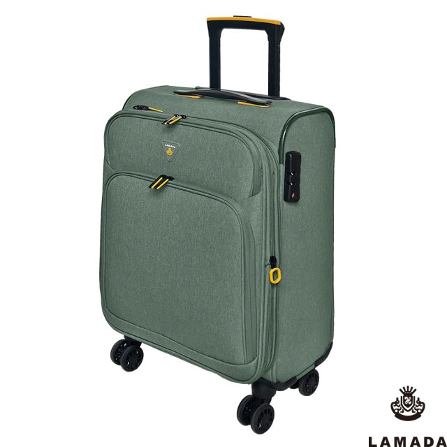 【Lamada 藍盾】19吋 限量款輕量都會系列布面登機箱/旅行箱/行李箱(綠)送1個後背包#年中慶
