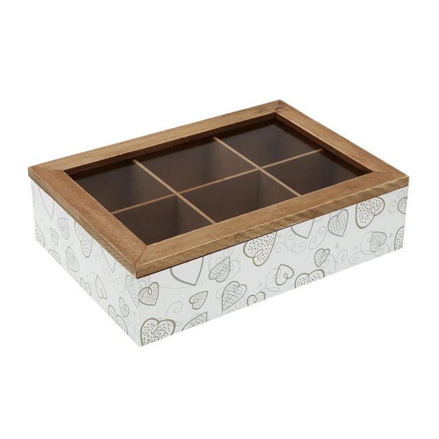 【VERSA】6格木質茶包收納盒(愛心)  |  咖啡包收納盒 防塵收納盒 茶具