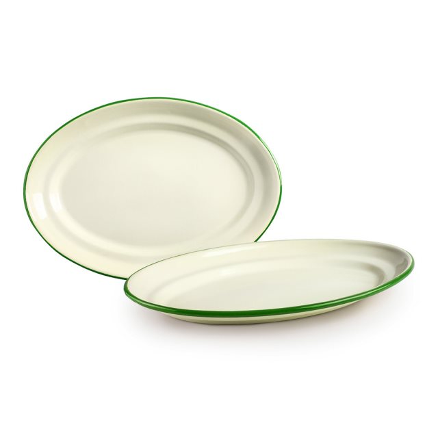 【ibili】橢圓琺瑯餐盤(米綠30cm)  |  餐具 器皿 盤子