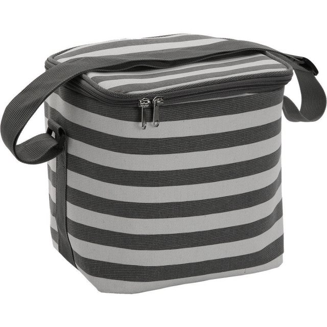 【VERSA】肩背保冷袋(灰白條紋9.2L)  |  保溫袋 保冰袋 野餐包 野餐袋 便當袋