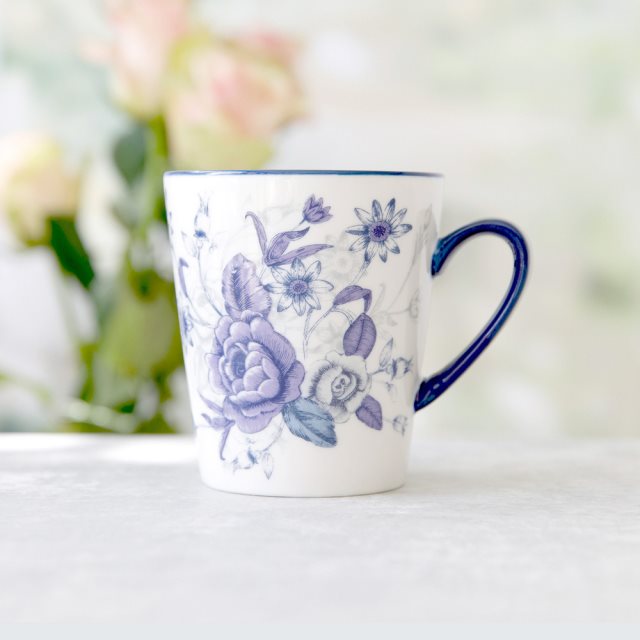 【London Pottery】BlueRose陶製馬克杯(300ml)  |  水杯 茶杯 咖啡杯