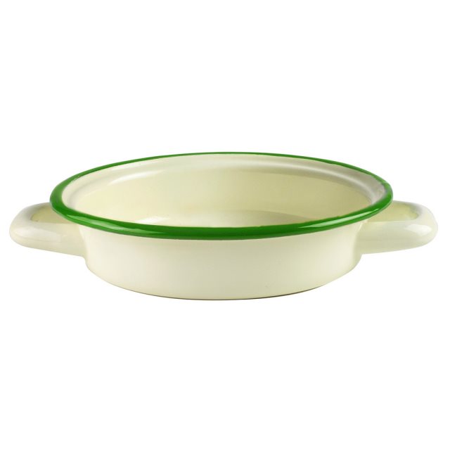 【ibili】琺瑯雙耳深餐盤(米綠14cm)  |  餐具 器皿 盤子