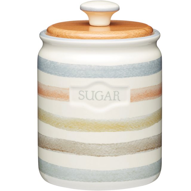 【KitchenCraft】砂糖陶製密封罐(復古條紋)  |  保鮮罐 咖啡罐 收納罐 零食罐 儲物罐
