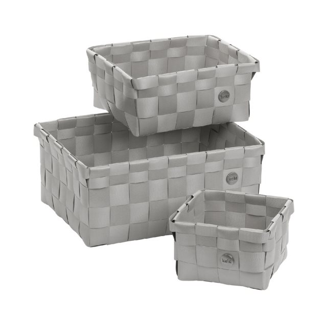 【KELA】Neo長方編織收納籃3件(銀灰)  |  整理籃 置物籃 儲物箱