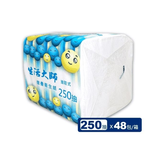 【生活大師 】單抽式衛生紙250抽x48包