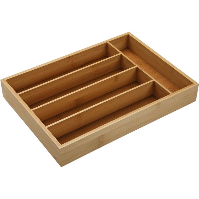 【VERSA】五格竹製餐具收納盒  |  抽屜格層分隔 碗筷收納