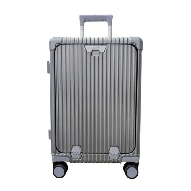 【ARLINK】多功能前開式鋁框純PC行李箱 曜石銀-20吋