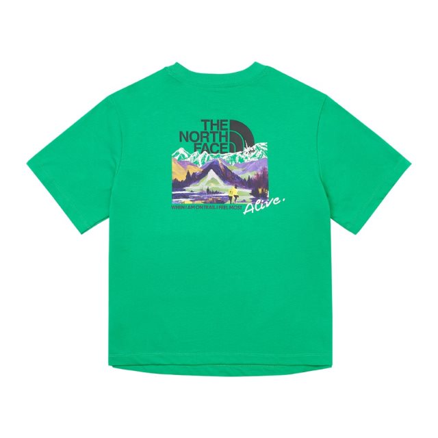 The North Face北面TNF女山脈印花T-Shirt(綠)L