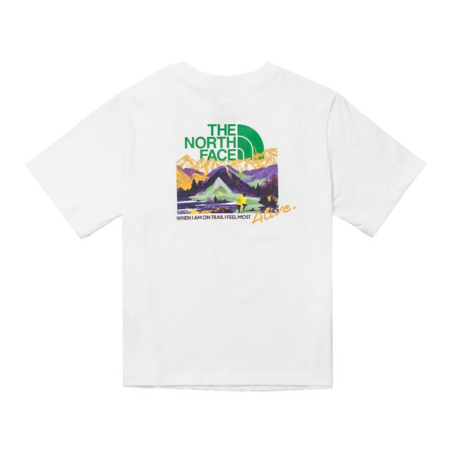 The North Face北面TNF女山脈印花T-Shirt(米白)L