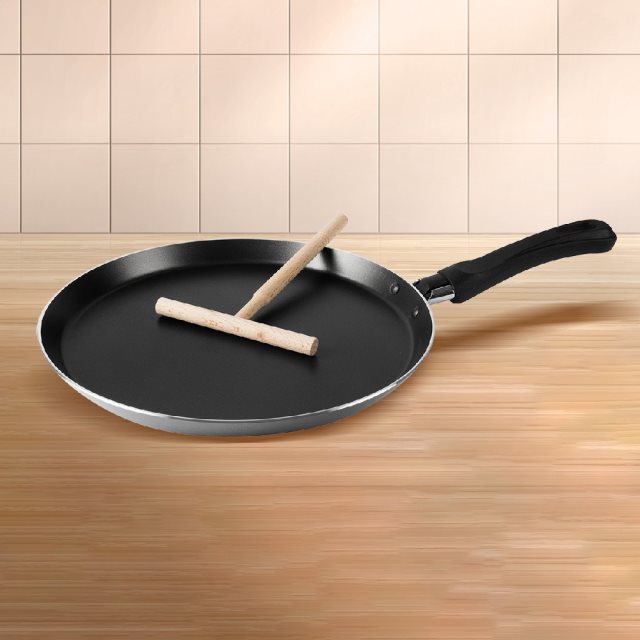 【EXCELSA】可麗餅不沾平底鍋+抹刀(24cm) | 平煎鍋