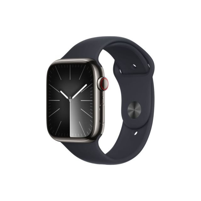 Apple Watch S9 LTE版 45mm 石墨色不鏽鋼錶殼；午夜色運動型錶帶 GPS +行動網路 -S/M *MRMV3TA