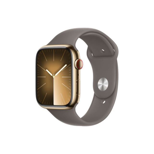 Apple Watch S9 LTE版 41mm 金色不鏽鋼錶殼；陶土色運動型錶帶 GPS +行動網路 S/M *MRJ53TA
