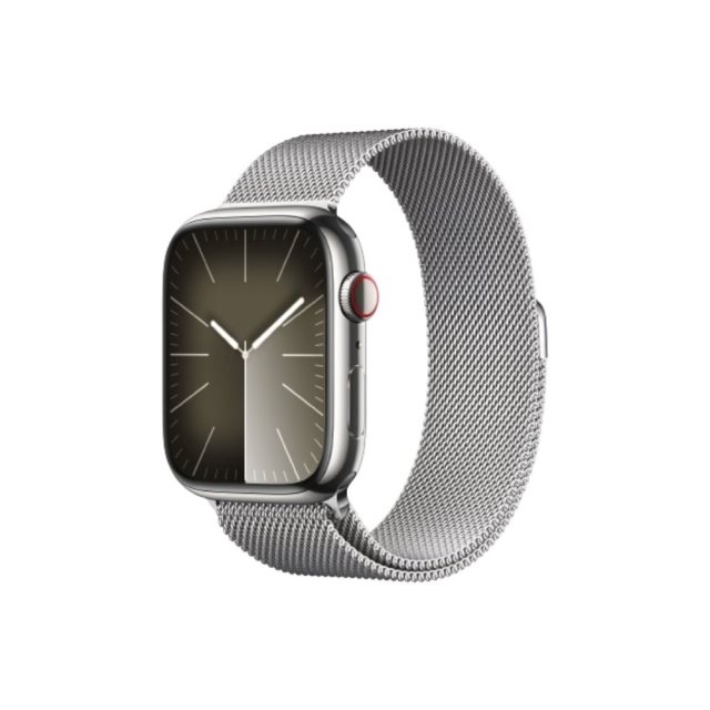 【拆封近全新】Apple Watch S9 LTE版 41mm 銀色不鏽鋼錶殼；銀色米蘭式錶環*MRJ43TA GPS +行動網路 福利品 絕版出清