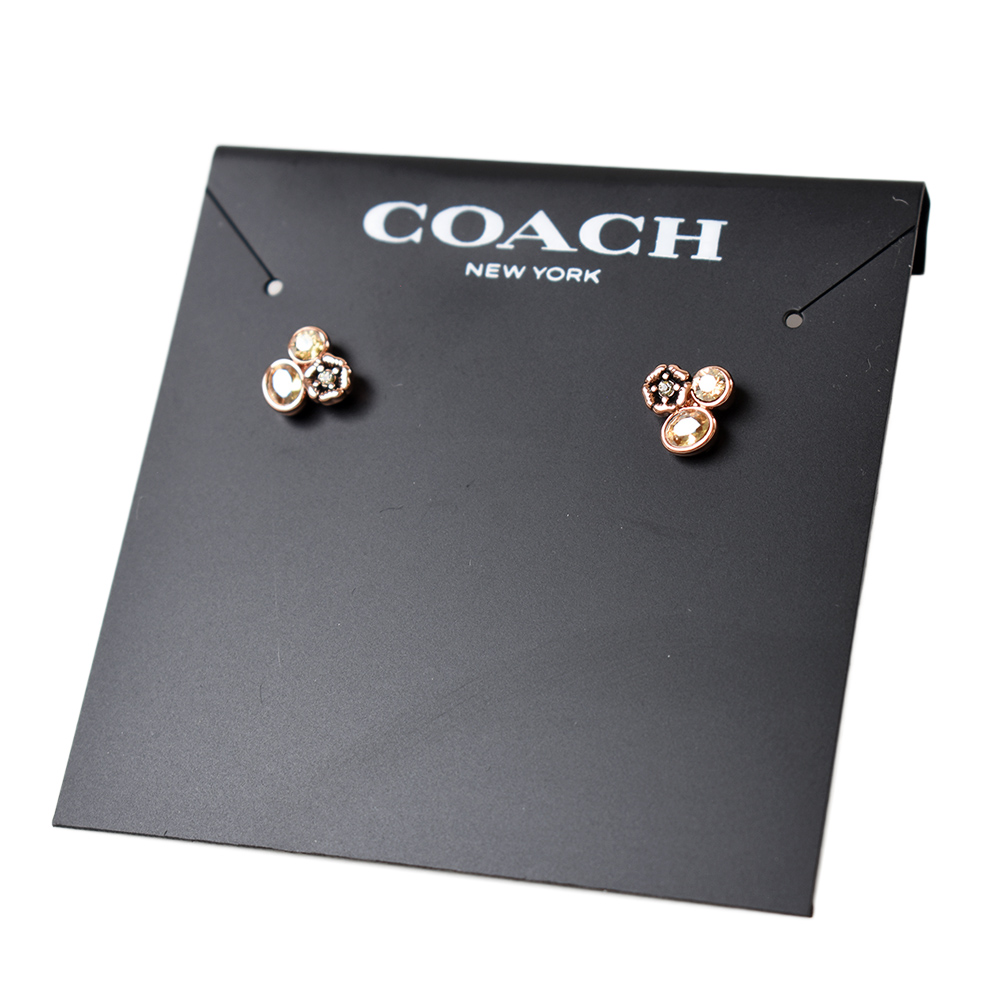 【COACH】 簇狀針式耳環-玫瑰金