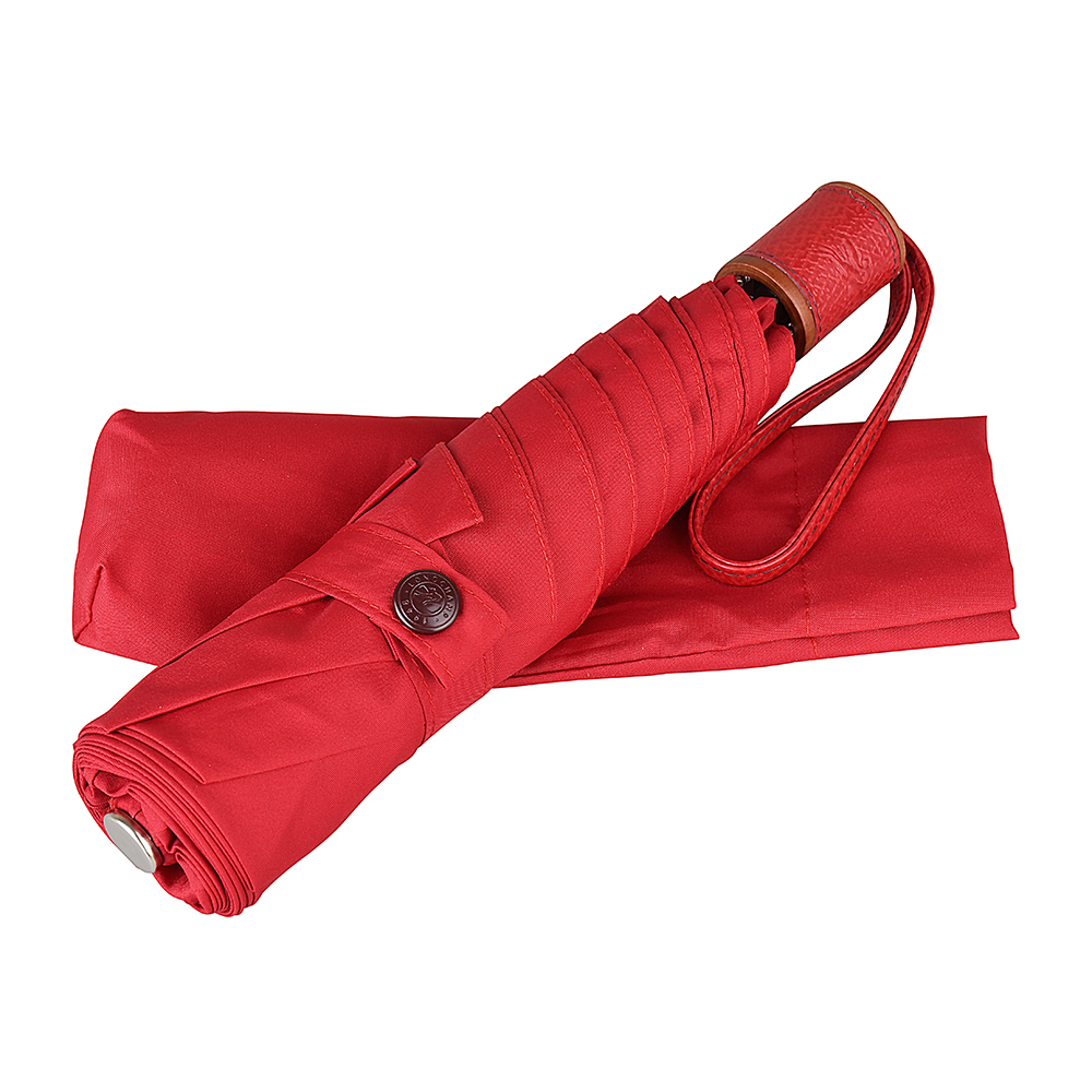 【LONGCHAMP】 PAEAPLUIE HOMME刺繡LOGO自動摺疊傘(紅x暗紅)#新春精品