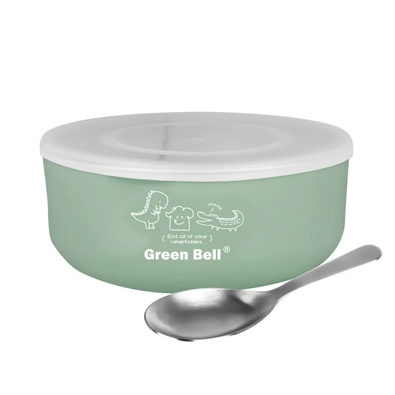 【Green Bell 綠貝】顏色隨機《2入組》兒童抗菌不鏽鋼碗組