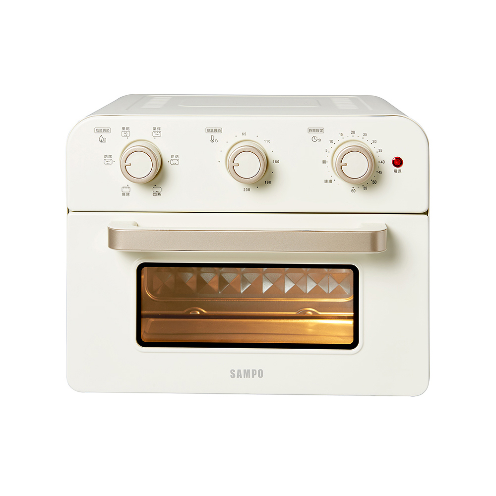 【SAMPO】聲寶KZ-SA20B 美型20L多功能氣炸電烤箱-香草白