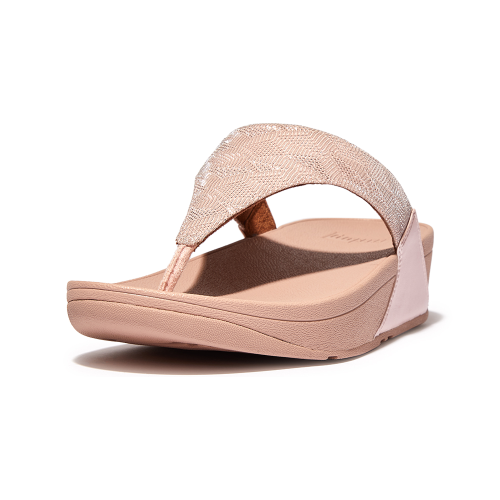 春季露營【FitFlop】LULU GLITZ TOE-POST SANDALS金屬亮粉造型夾脚涼鞋-女(玫瑰鹽)