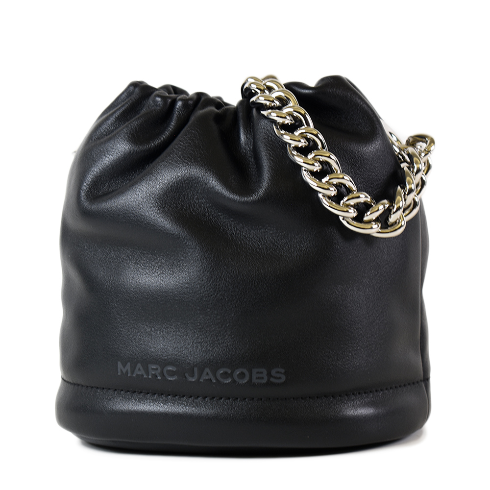 【MARC JACOBS】 專櫃款 牛皮磁釦手提/斜背二用水桶包-黑色