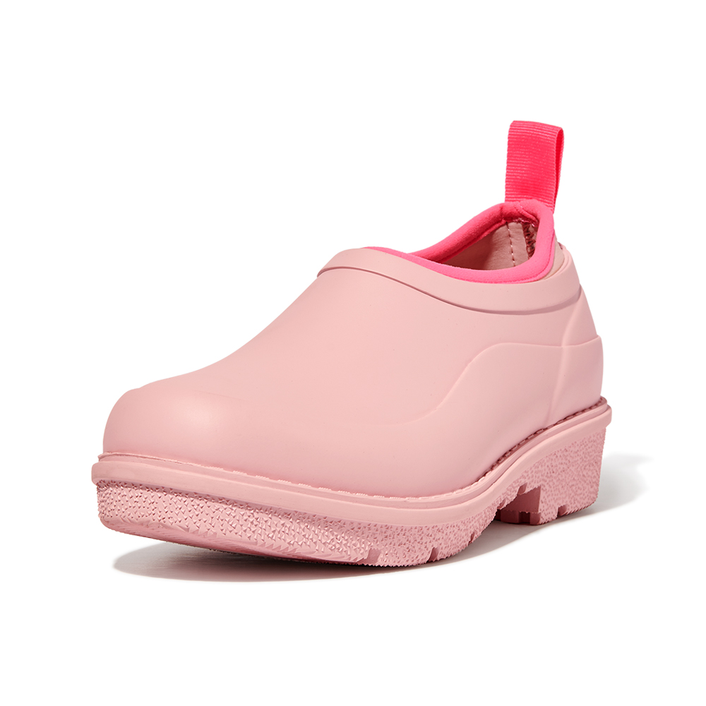 春季露營【FitFlop】WONDERCLOG NEON-POP WATERPROOF RUBBER CLOGS輕量雨鞋-女(玫瑰鹽)