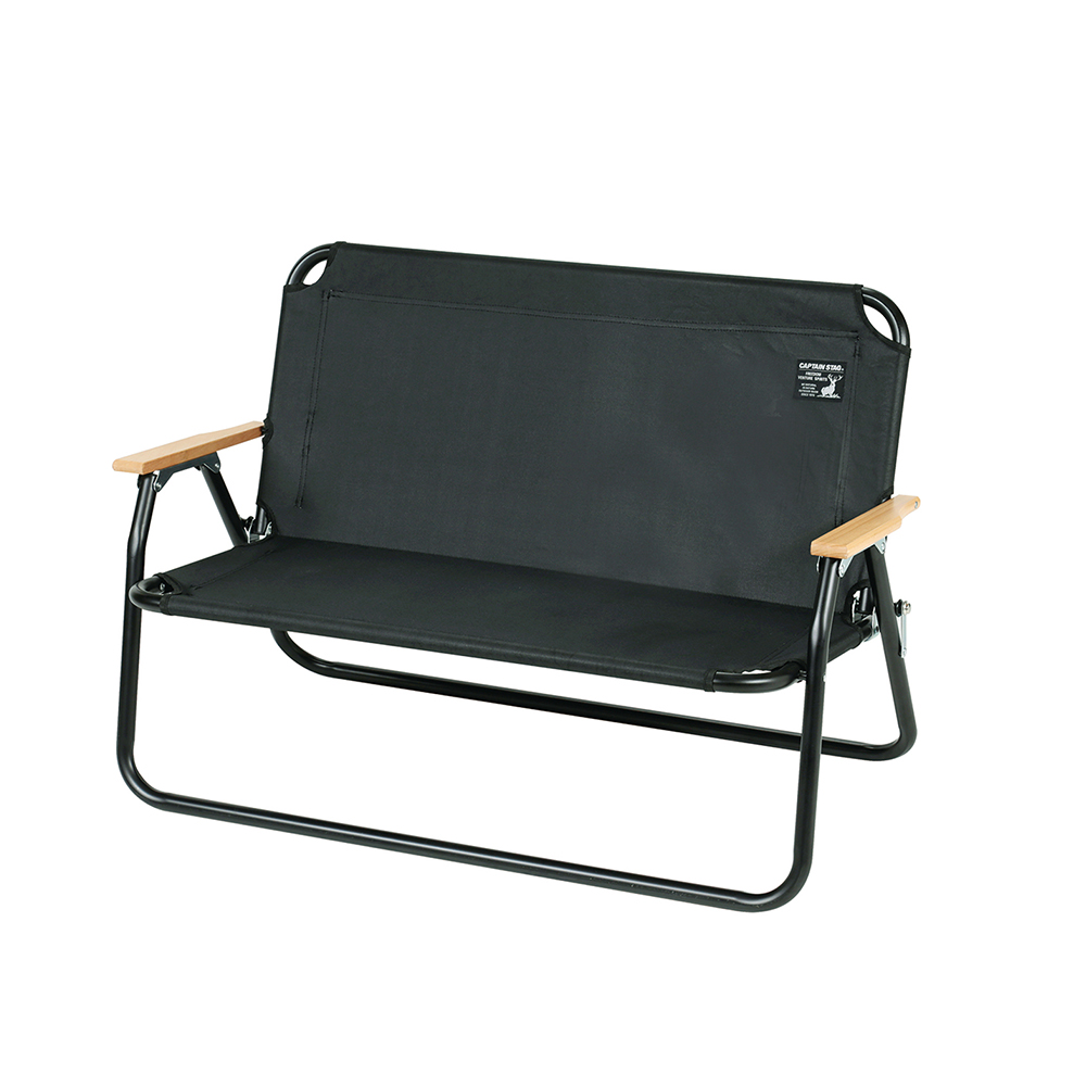 春季露營【日本CAPTAIN STAG】戶外露營鋁合金折疊雙人椅-黑色
