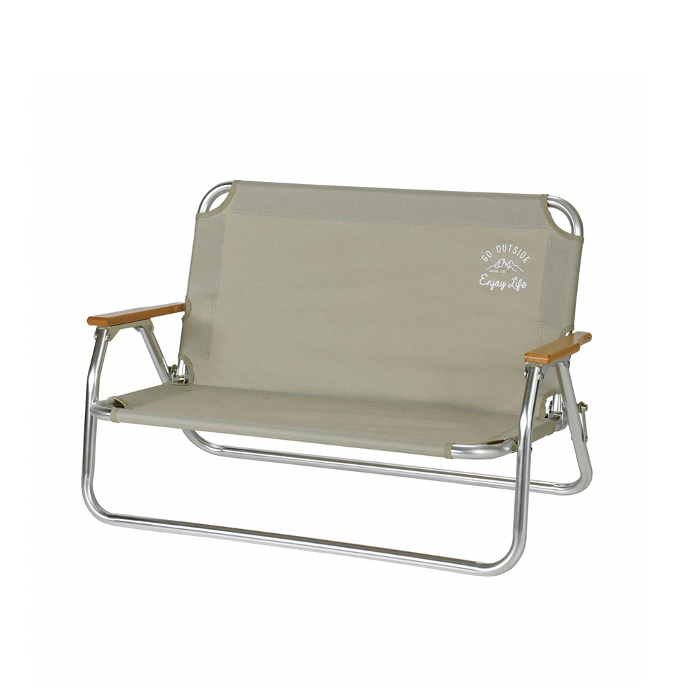 春季露營【日本CAPTAIN STAG】戶外露營鋁合金折疊雙人椅-卡其色