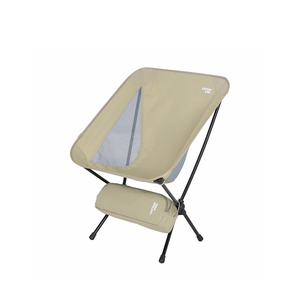 春季露營【日本CAPTAIN STAG】鋁合金輕量收納月亮椅-卡其色