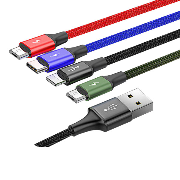 【BASEUS】倍思 一對四多用途充電線 3.5A 快充編織抗拉充電線 Lightning /Micro USB/Type-C