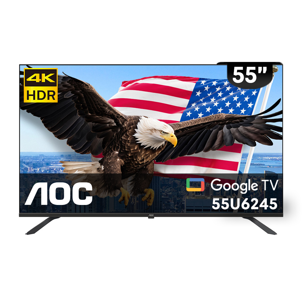 AOC 55型 4K HDR Google TV 智慧顯示器 55U6245(含基本安裝)