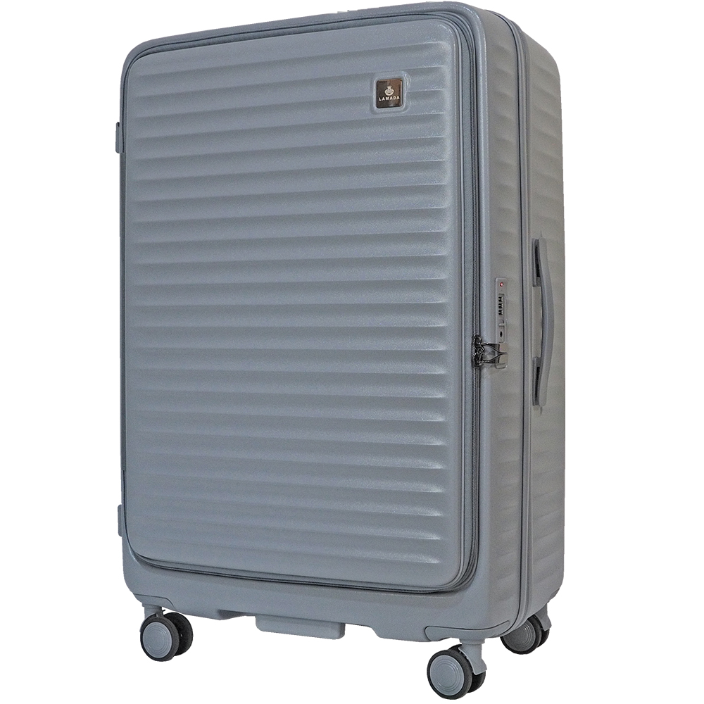 【LAMADA】29吋極簡漫遊系列前開式旅行箱/行李箱(迷霧灰)