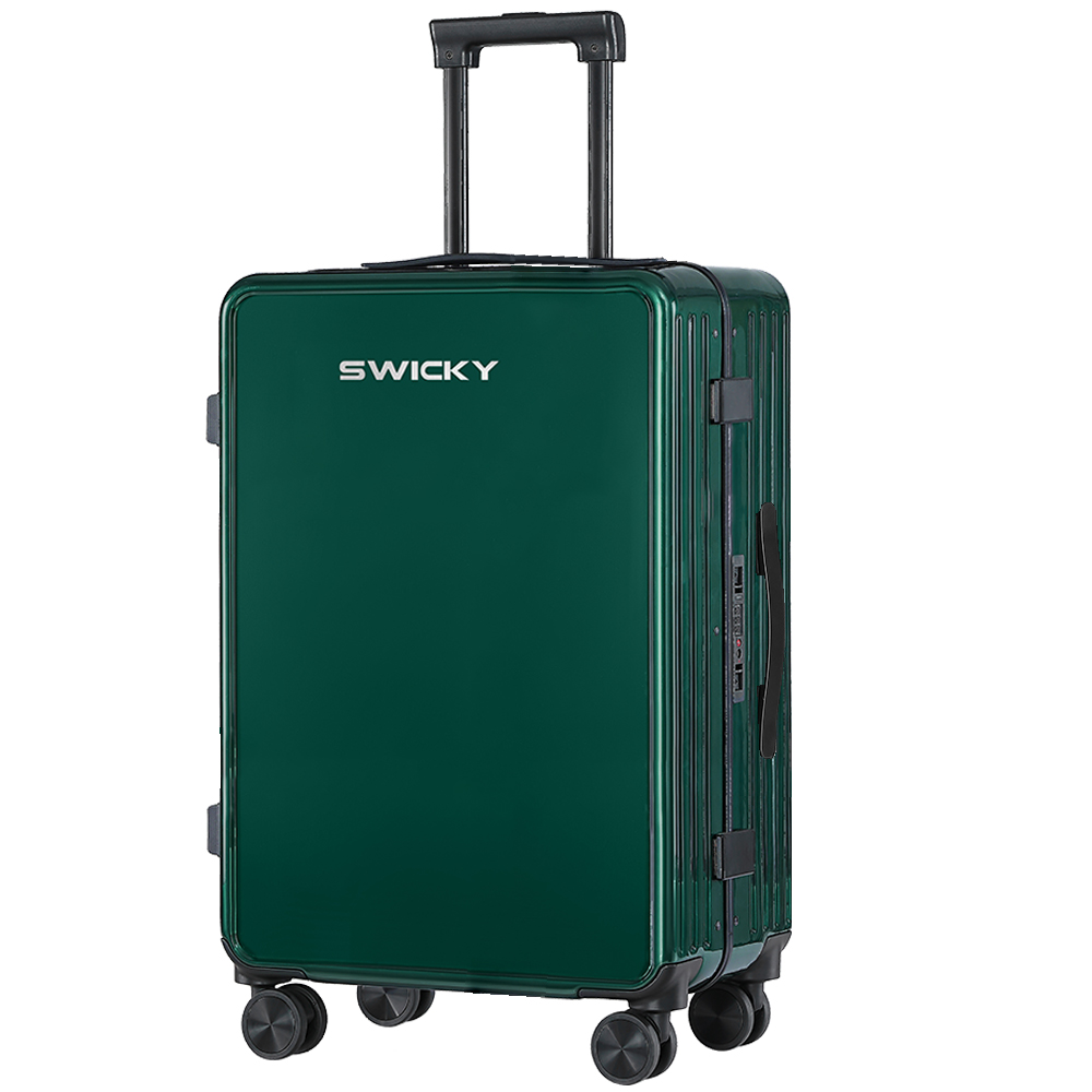 【SWICKY】24吋窄邊框時尚框箱/行李箱/旅行箱/託運箱(松綠色)