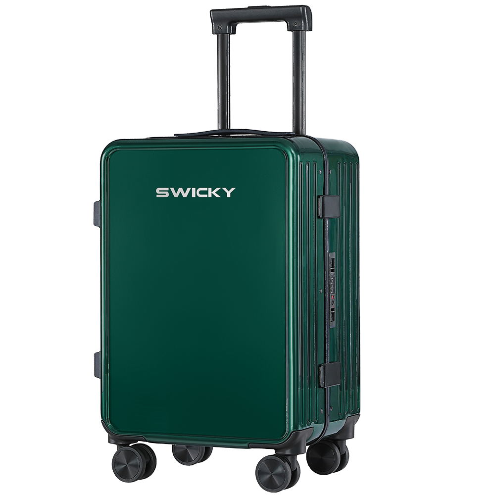 【SWICKY】20吋窄邊框時尚框箱/行李箱/旅行箱/登機箱(松綠色)